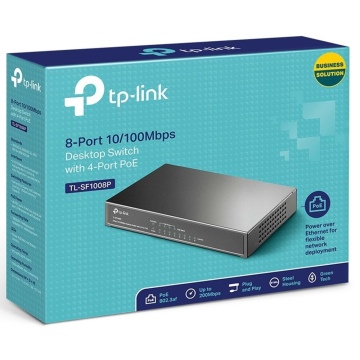 TP LİNK TL-SF1008P 8 PORT 10/100 4xPOE METAL KASA SWİTCH